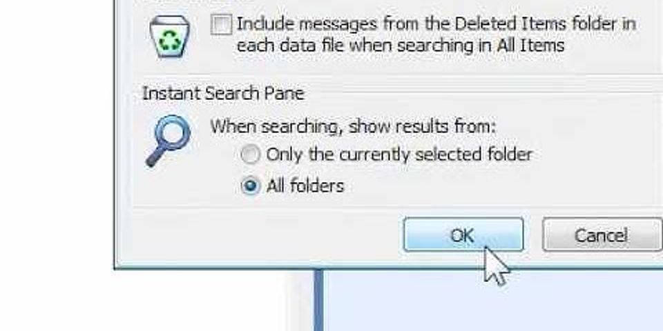 How to add subfolders in Outlook search